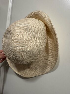 J. Crew Striped Ribbon Trim Straw Hat - Natural and Navy